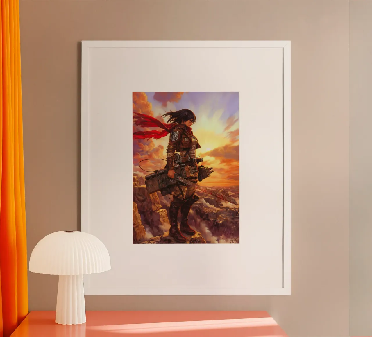 Mikasa Ackerman Attacco su Titano poster con telaio in alluminio da Fleur de Lys