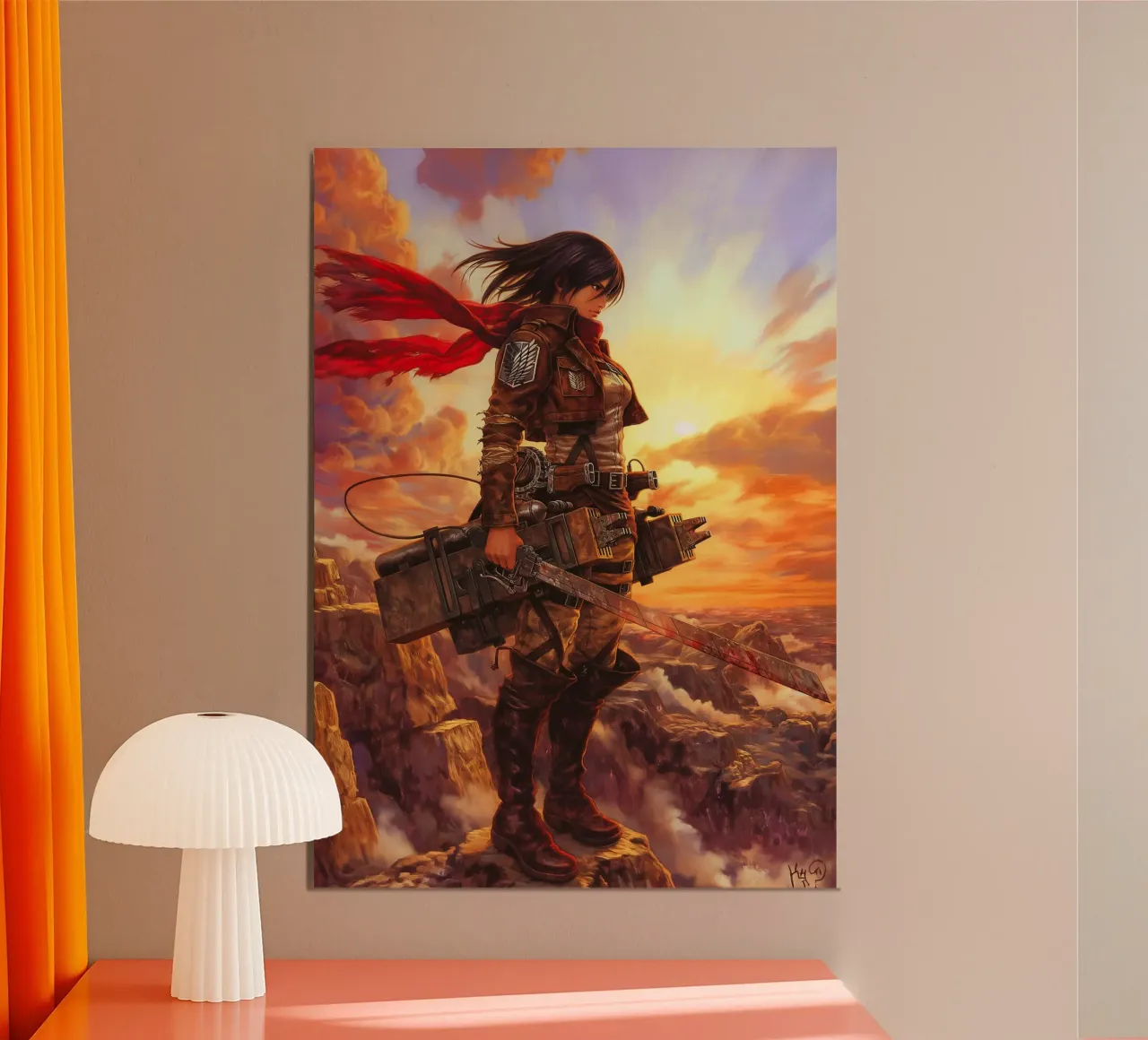 Mikasa Ackerman Attacco su Titano poster con telaio in alluminio da Fleur de Lys