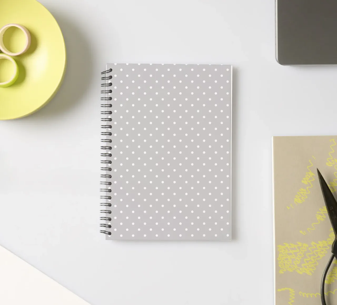 Minimal Basic Polka Dots | White on Light Grey spiral notebook by Beauty in Simplicity