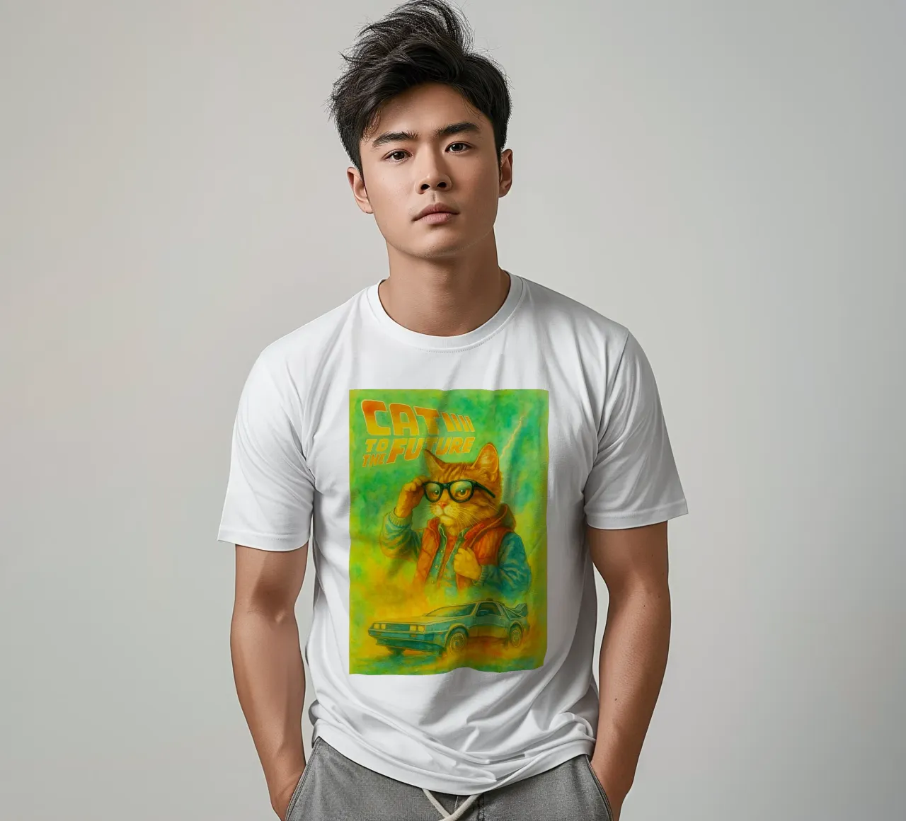 disegno parodico di Cat to the future t-shirt da hexis