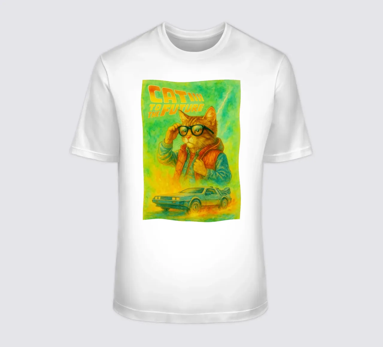 disegno parodico di Cat to the future t-shirt da hexis