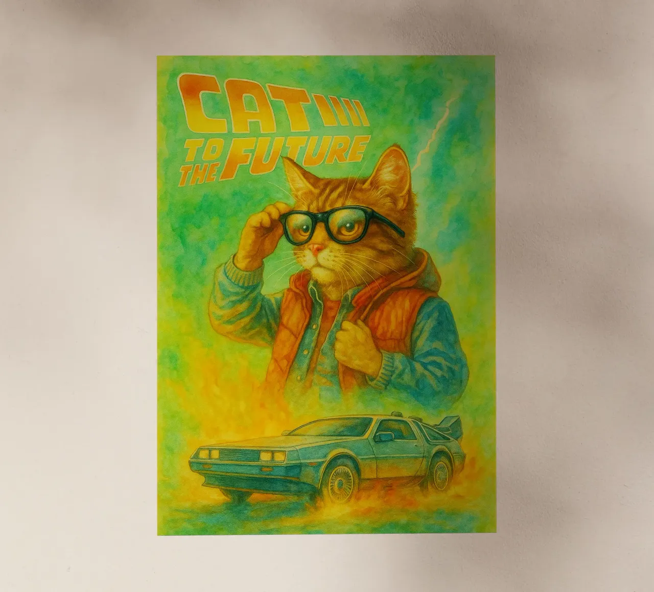 disegno parodico di Cat to the future pellicola backlit da hexis