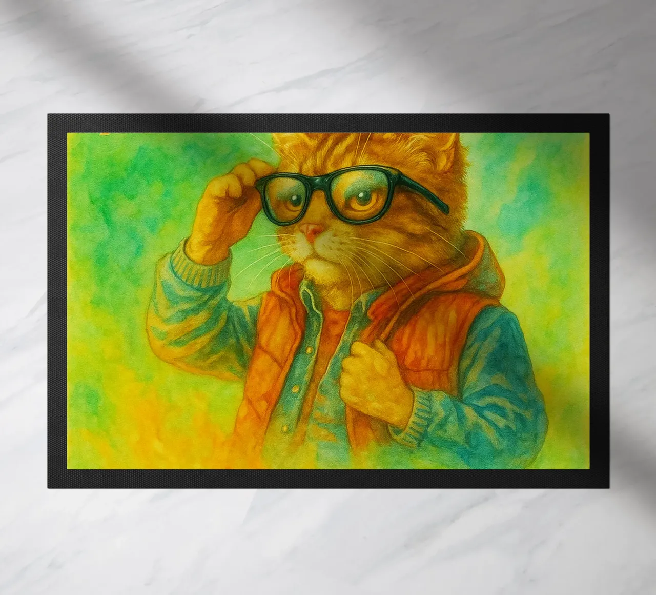 disegno parodico di Cat to the future zerbino da hexis
