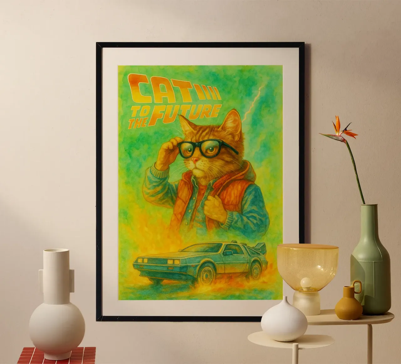 disegno parodico di Cat to the future poster da hexis