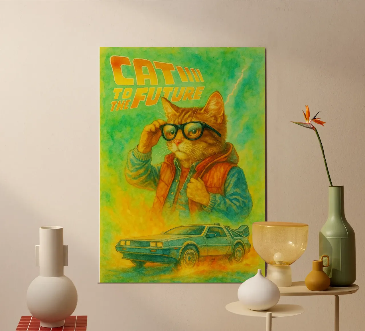 disegno parodico di Cat to the future poster da hexis