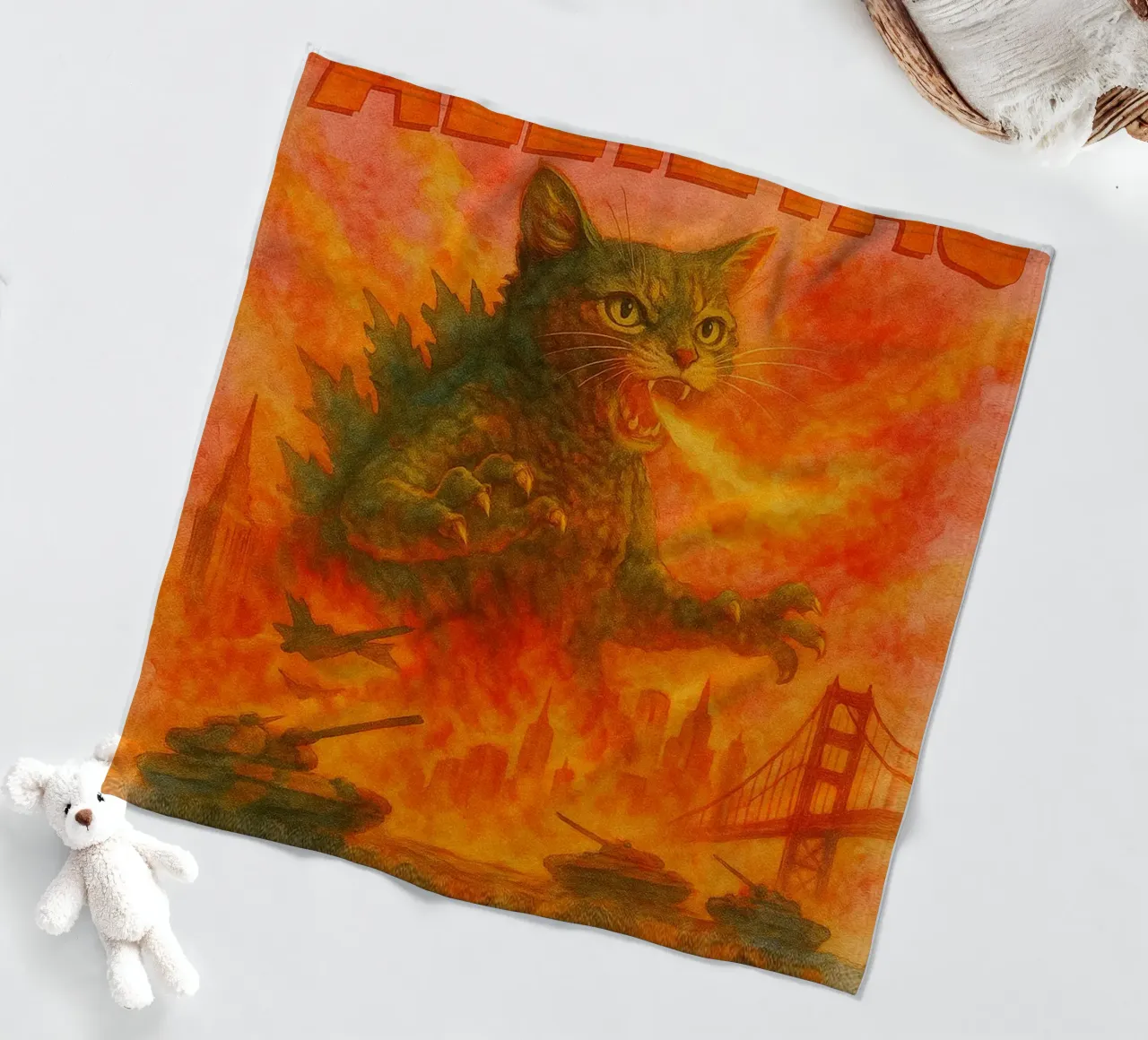 catzilla parodie tekening fleecedeken van hexis