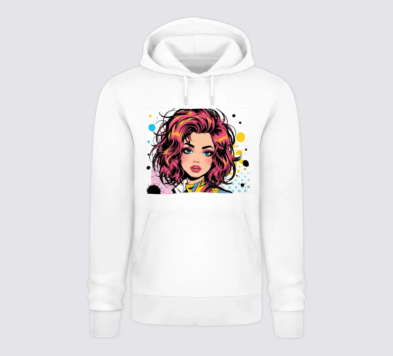 Donna con capelli e giacca colorati felpa con cappuccio da DesignDoodle