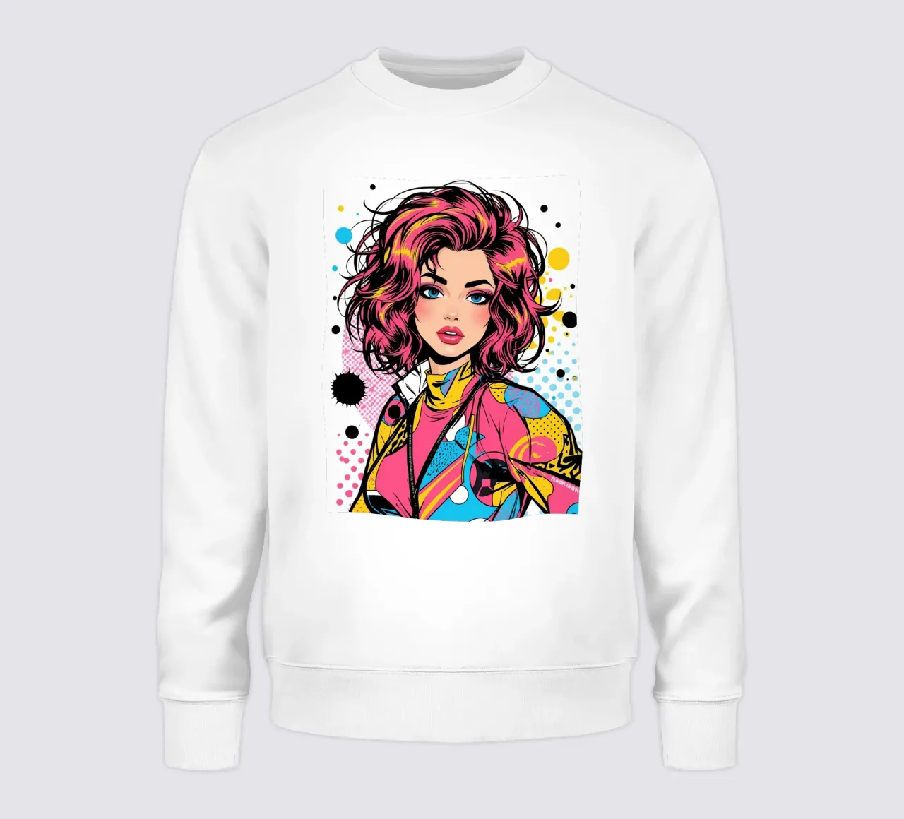 Donna con capelli e giacca colorati felpa da DesignDoodle