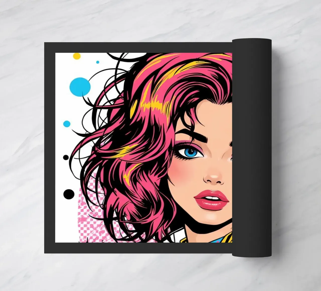 Donna con capelli e giacca colorati zerbino da DesignDoodle