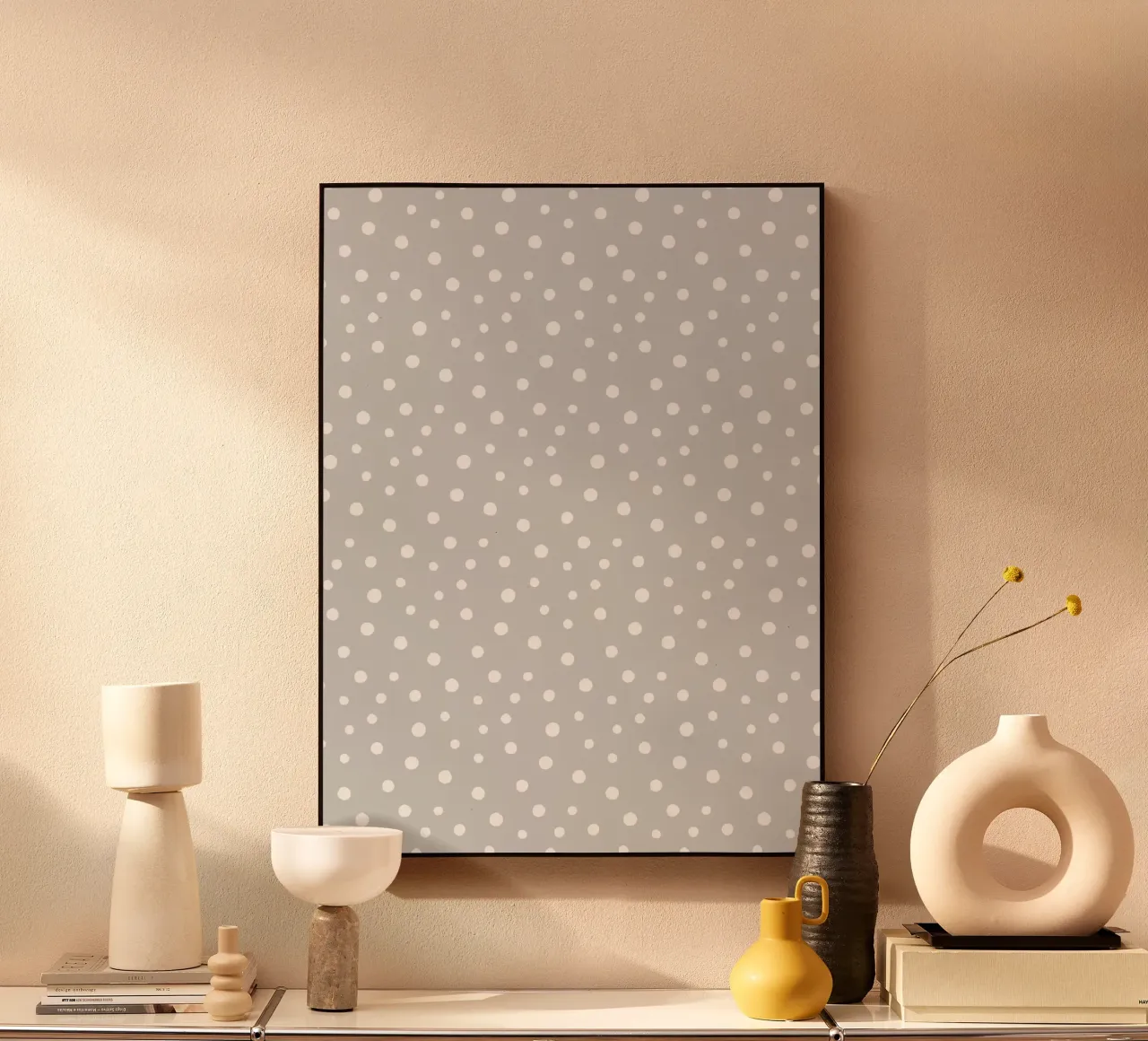 Minimal Chic Hand Getrokken Polka Dots | Wit op Lichtgrijs acryl van Beauty in Simplicity