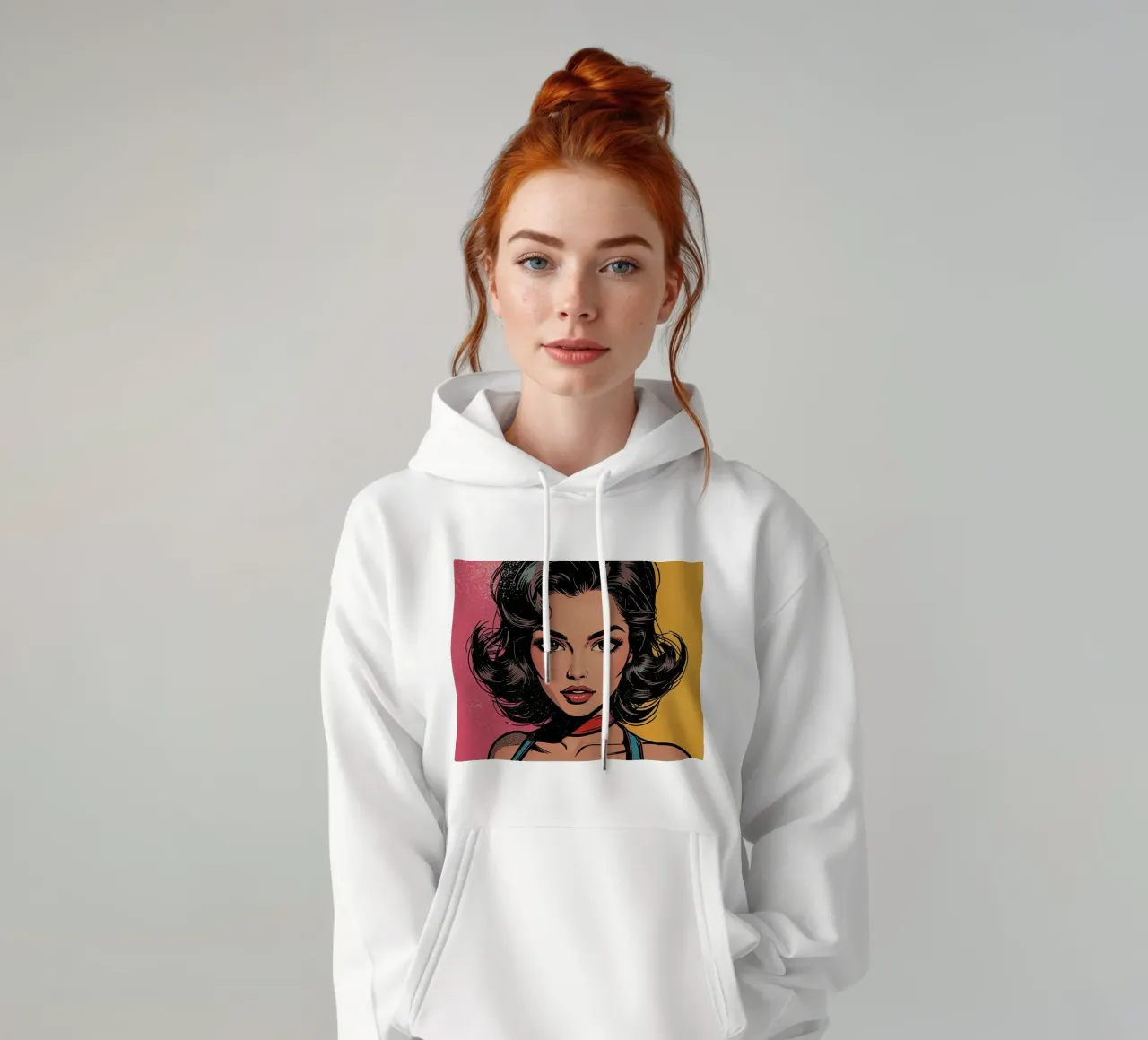 Donna in abito colorato felpa con cappuccio da DesignDoodle