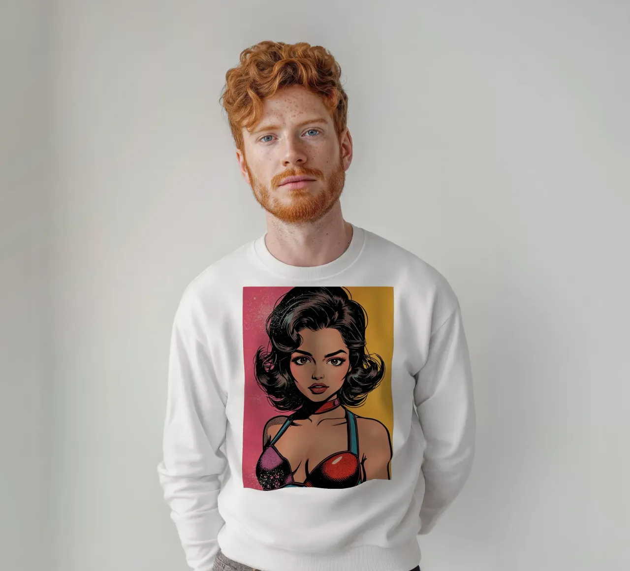 Donna pop art in abito colorato felpa da DesignDoodle