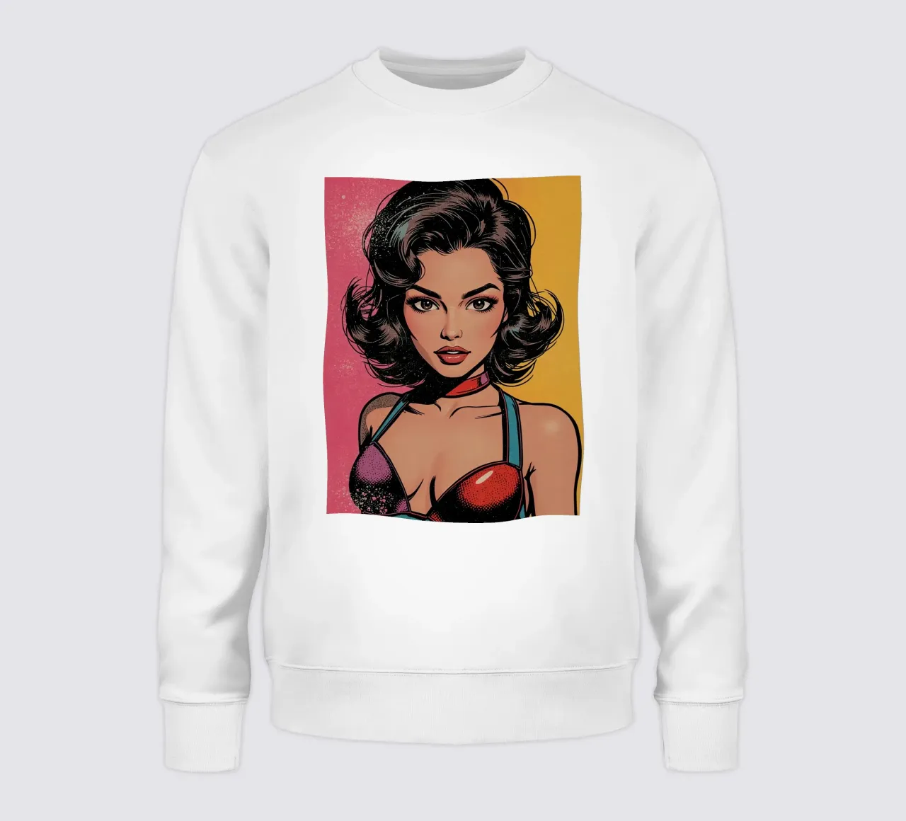 Donna pop art in abito colorato felpa da DesignDoodle