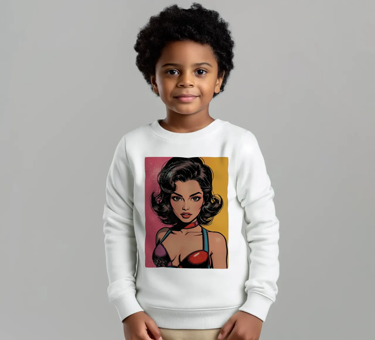 Donna in abito colorato felpa bambino da DesignDoodle