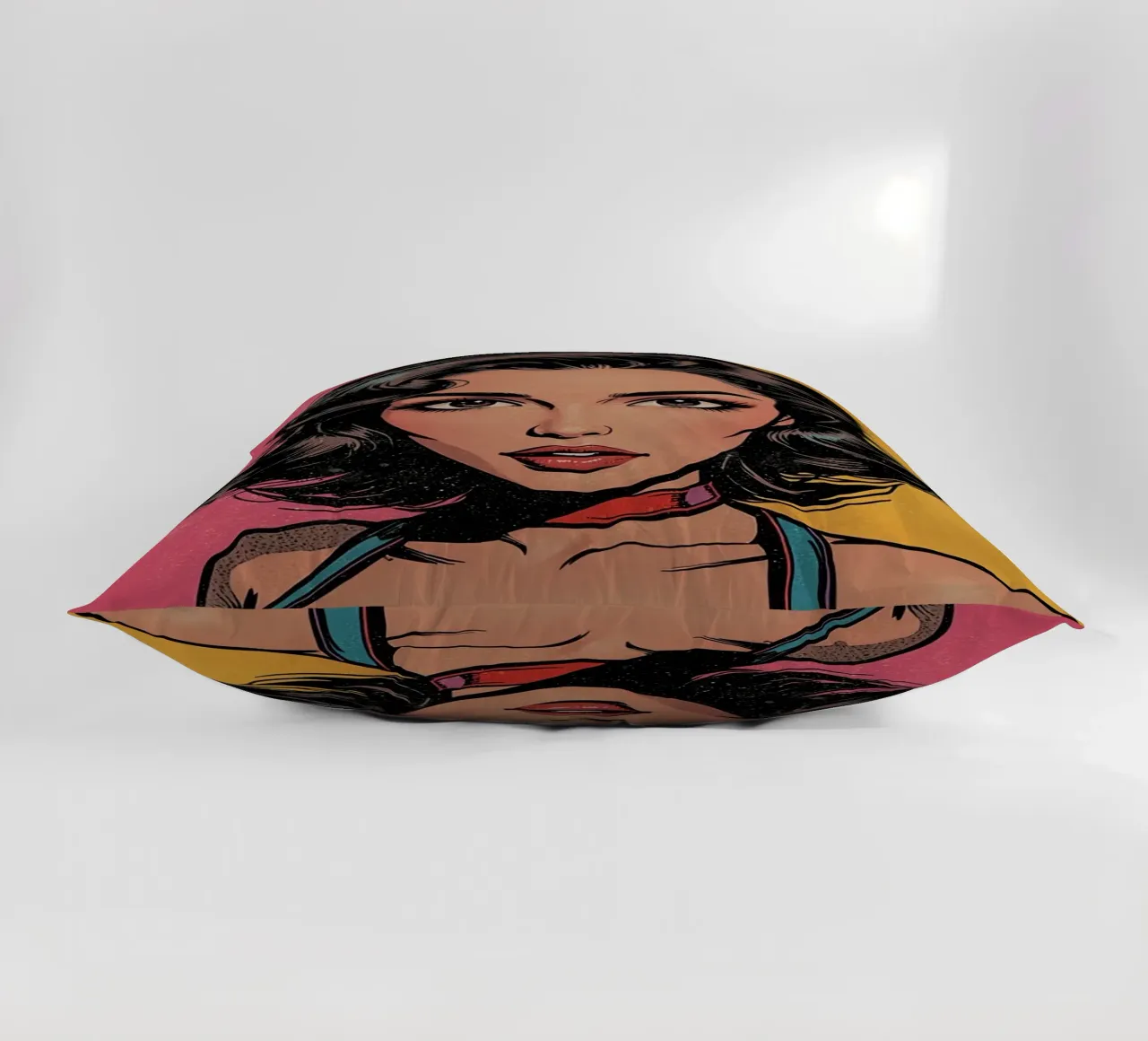 Donna in abito colorato cuscino da DesignDoodle