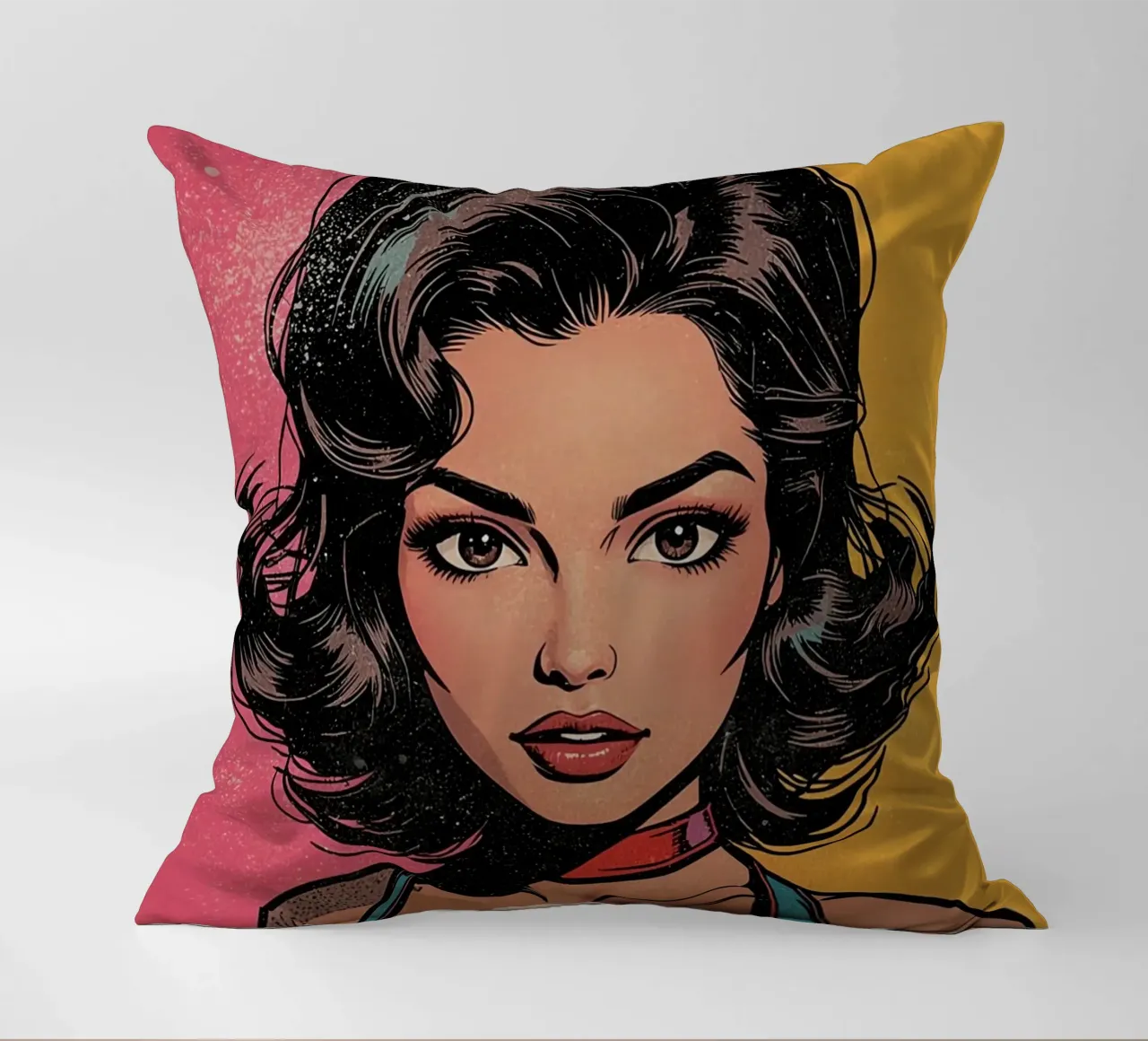 Donna in abito colorato cuscino da DesignDoodle
