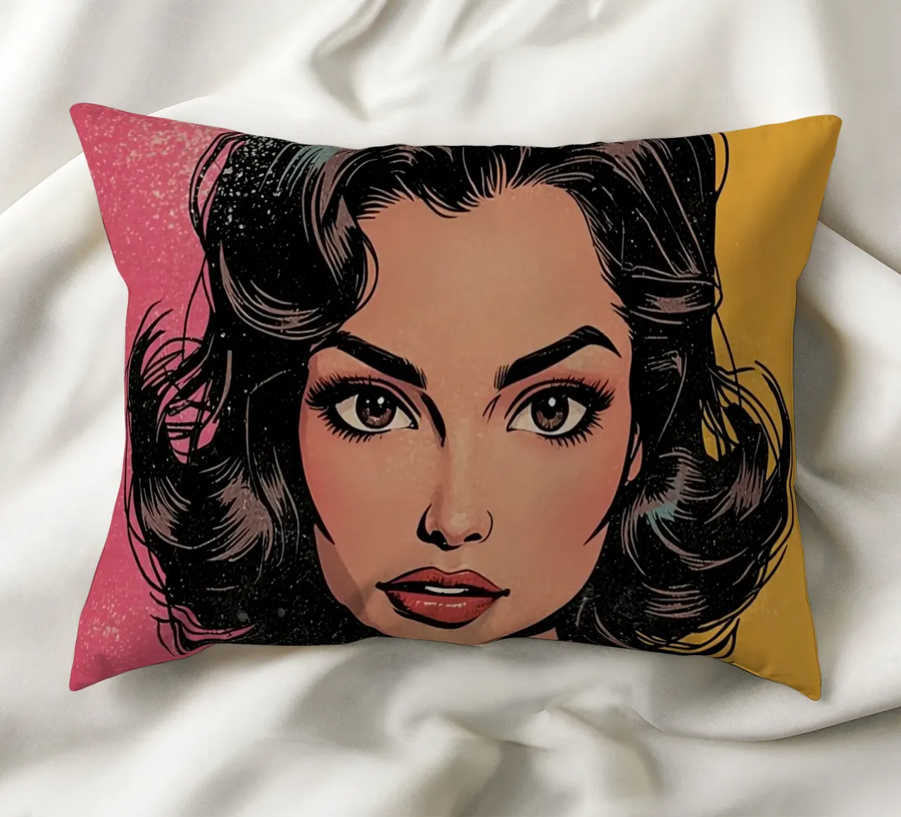 Donna in abito colorato cuscino da DesignDoodle