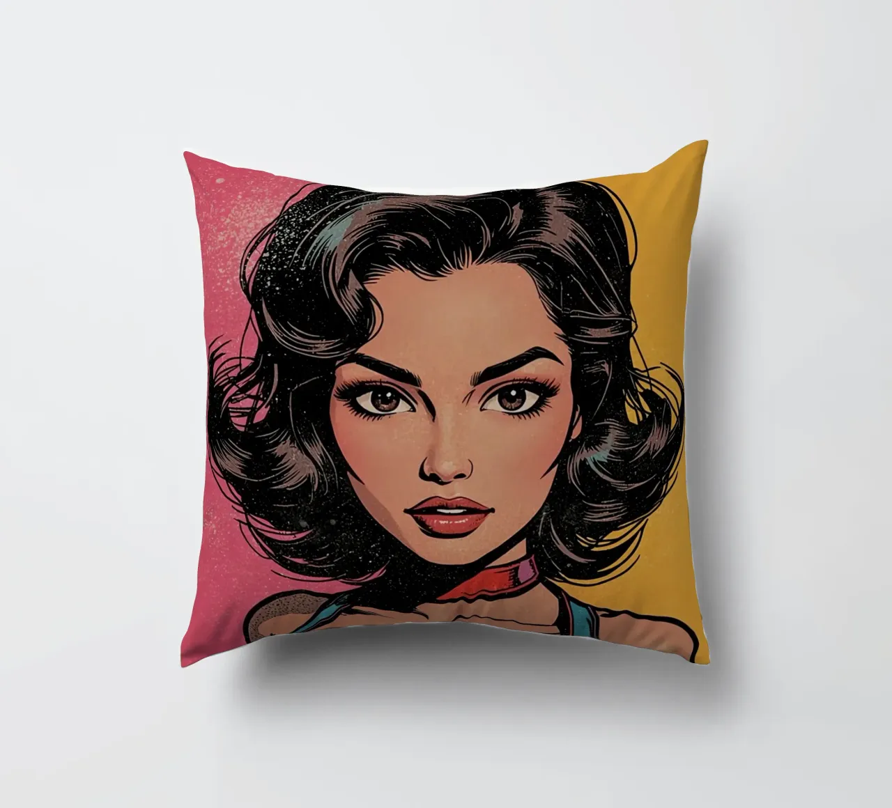 Donna in abito colorato cuscino da DesignDoodle