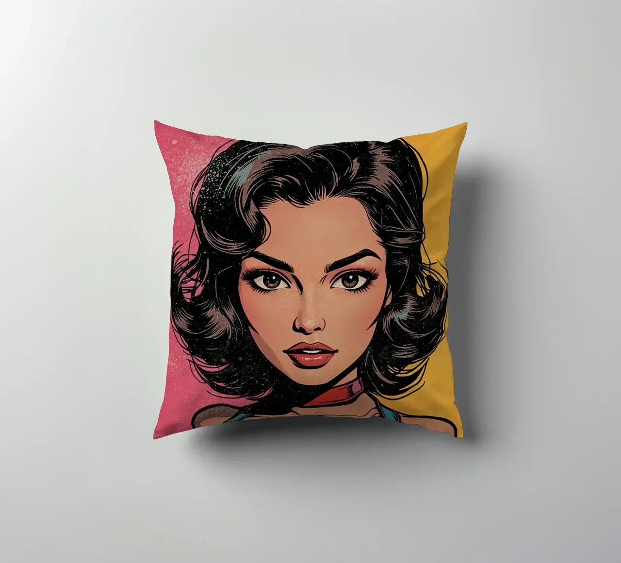 Donna in abito colorato cuscino da DesignDoodle