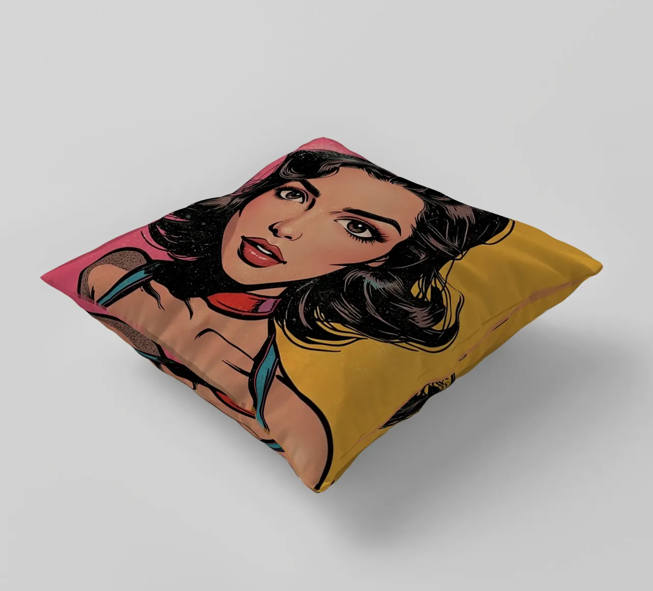 Donna in abito colorato cuscino da DesignDoodle