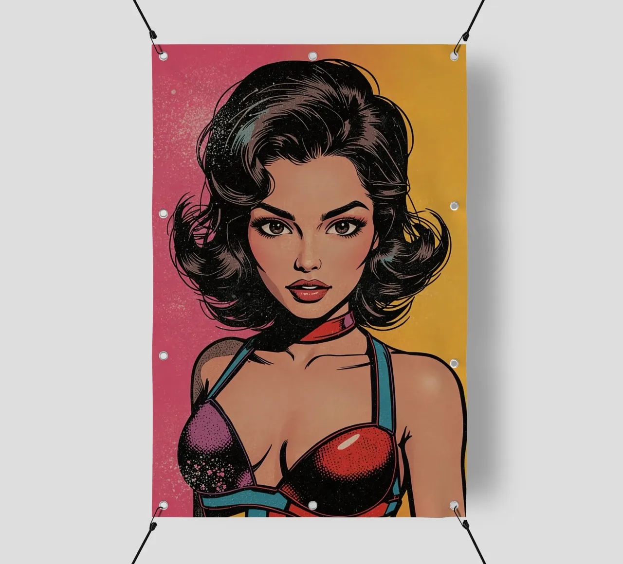 Donna in abito colorato telo in pvc da DesignDoodle