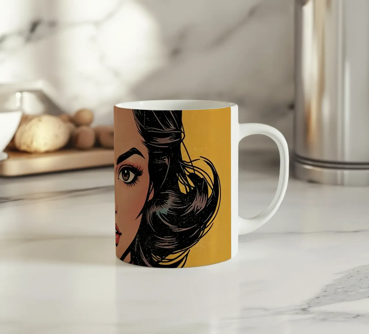 Donna in abito colorato tazza in ceramica da DesignDoodle