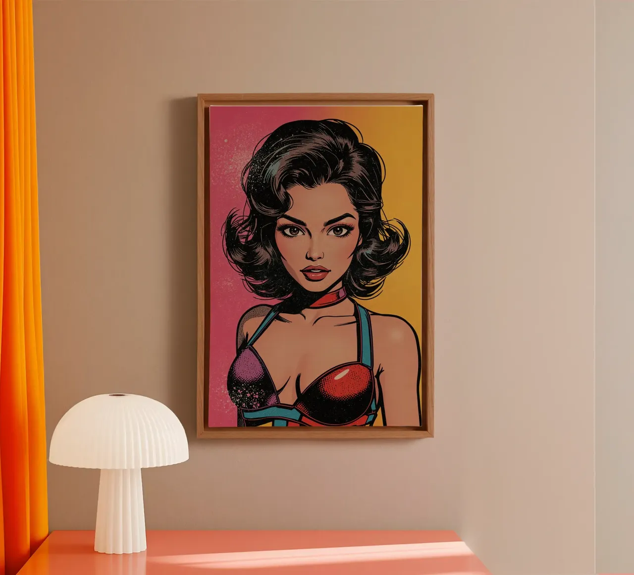 Donna in abito colorato tela con Cornice a cassetta da DesignDoodle