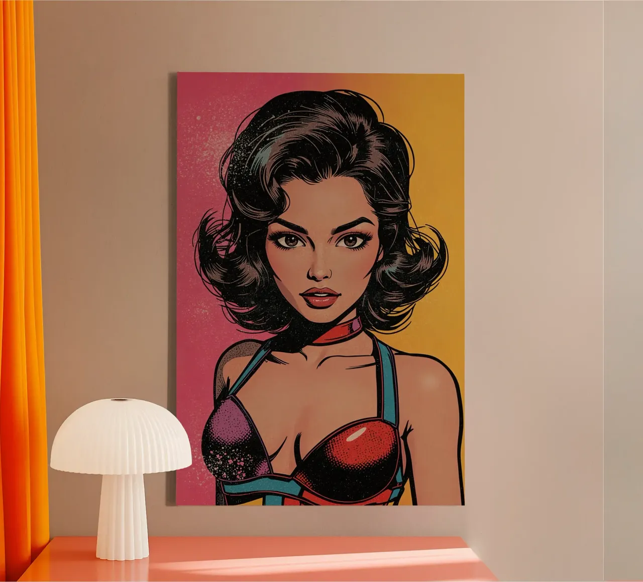 Donna in abito colorato tela con Cornice a cassetta da DesignDoodle