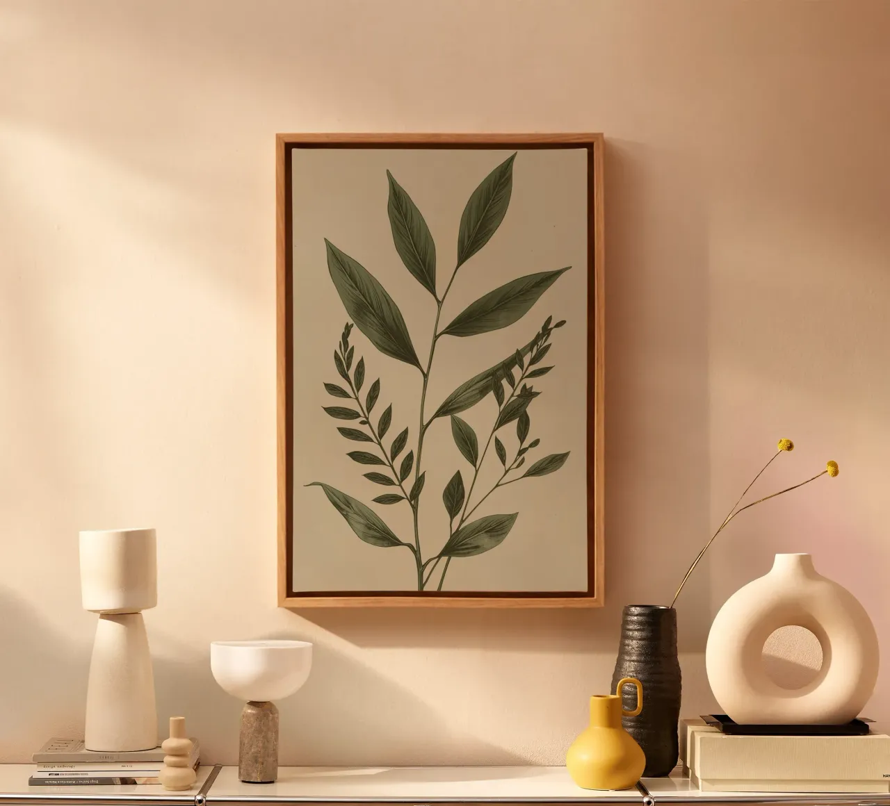 Fusti e foglie di piante botaniche tela con Cornice a cassetta da DesignDoodle