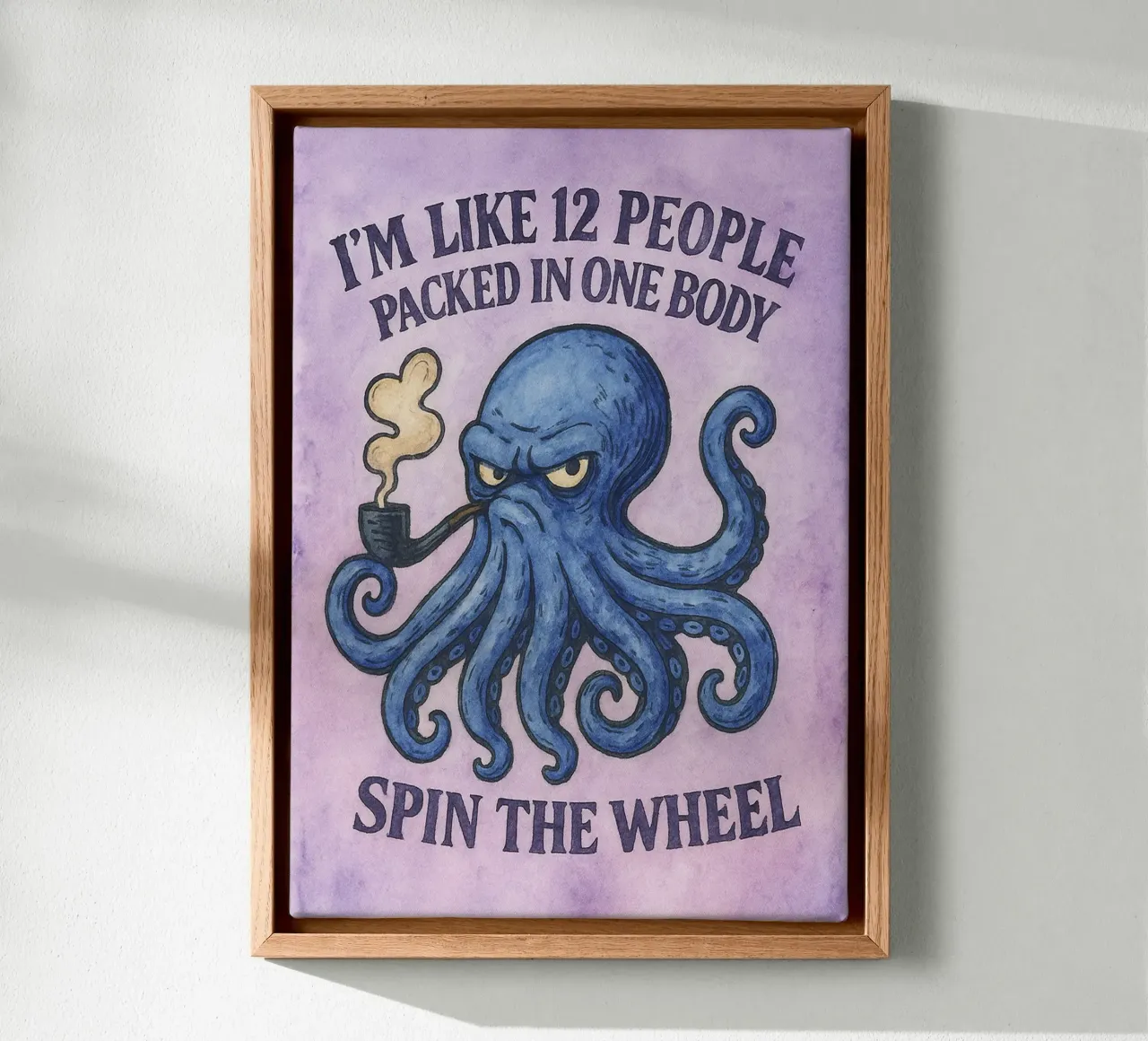 grappige octopus parodie tekening canvas met Baklijst van hexis