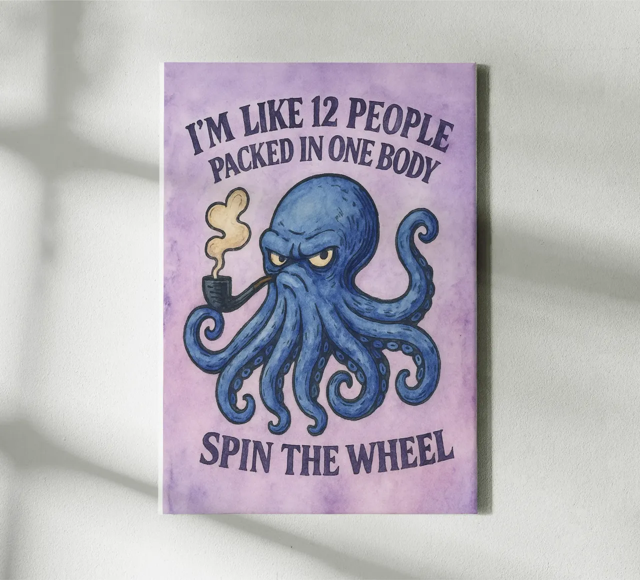grappige octopus parodie tekening canvas met Baklijst van hexis
