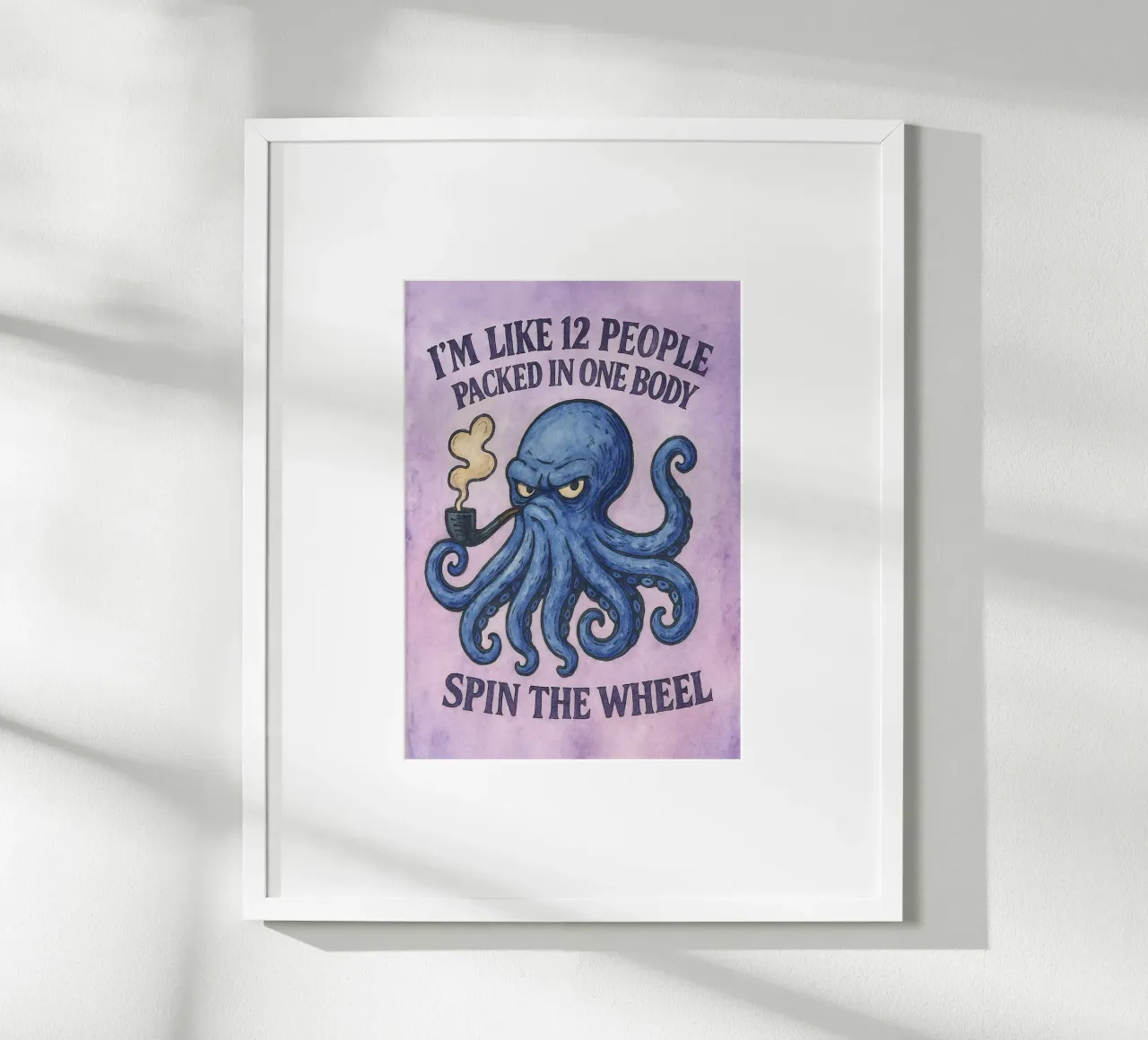 disegno parodia del polpo divertente poster con telaio in legno da hexis