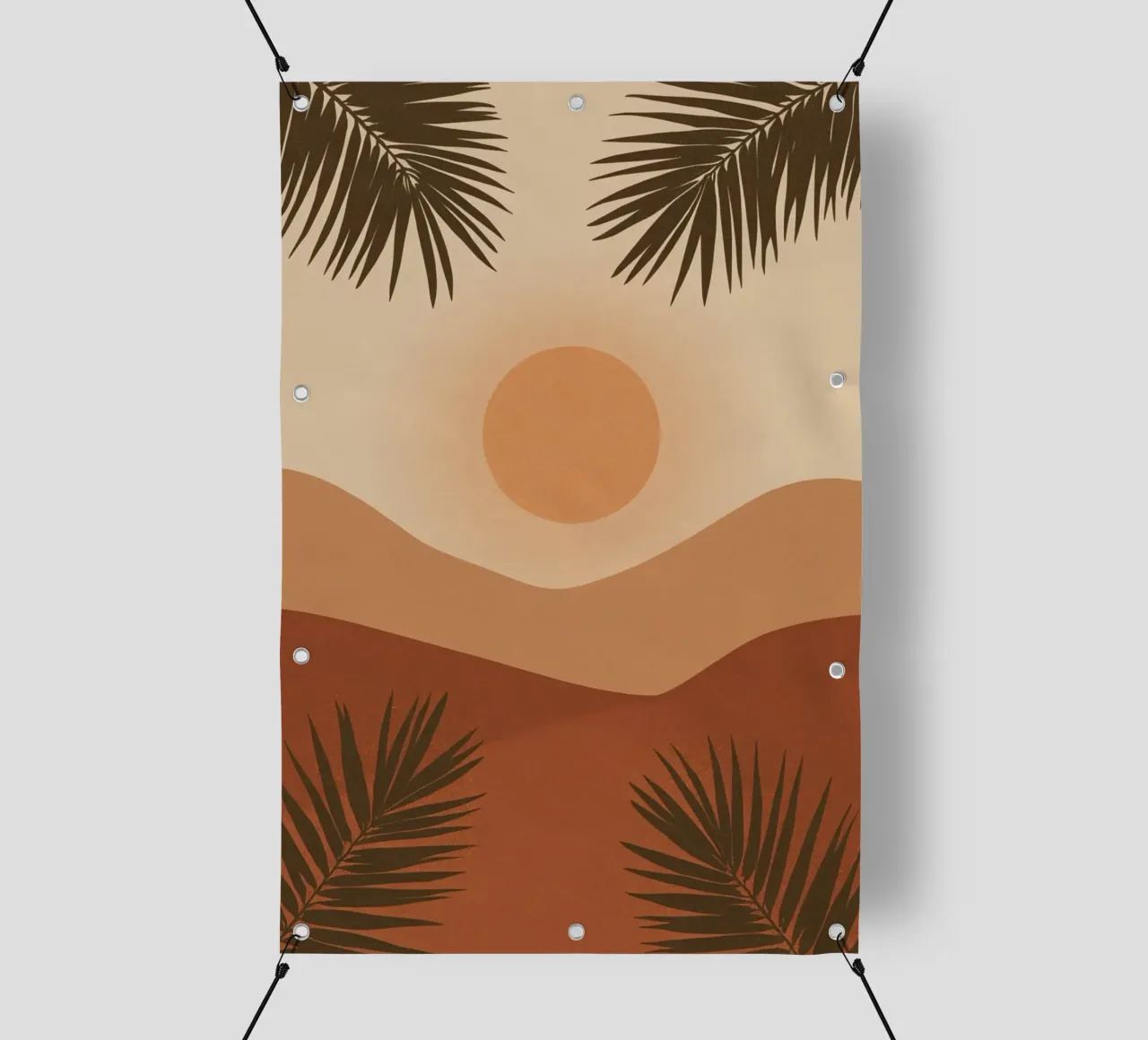 Colline di sole e foglie di palma telo in pvc da DesignDoodle