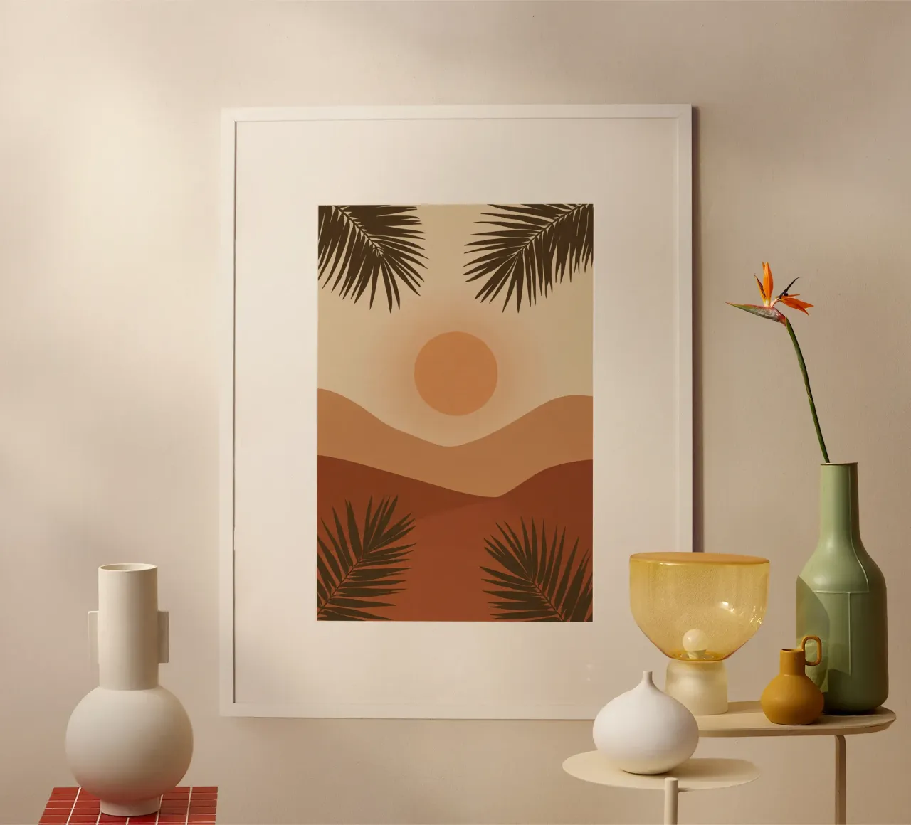 Colline di sole e foglie di palma poster da DesignDoodle