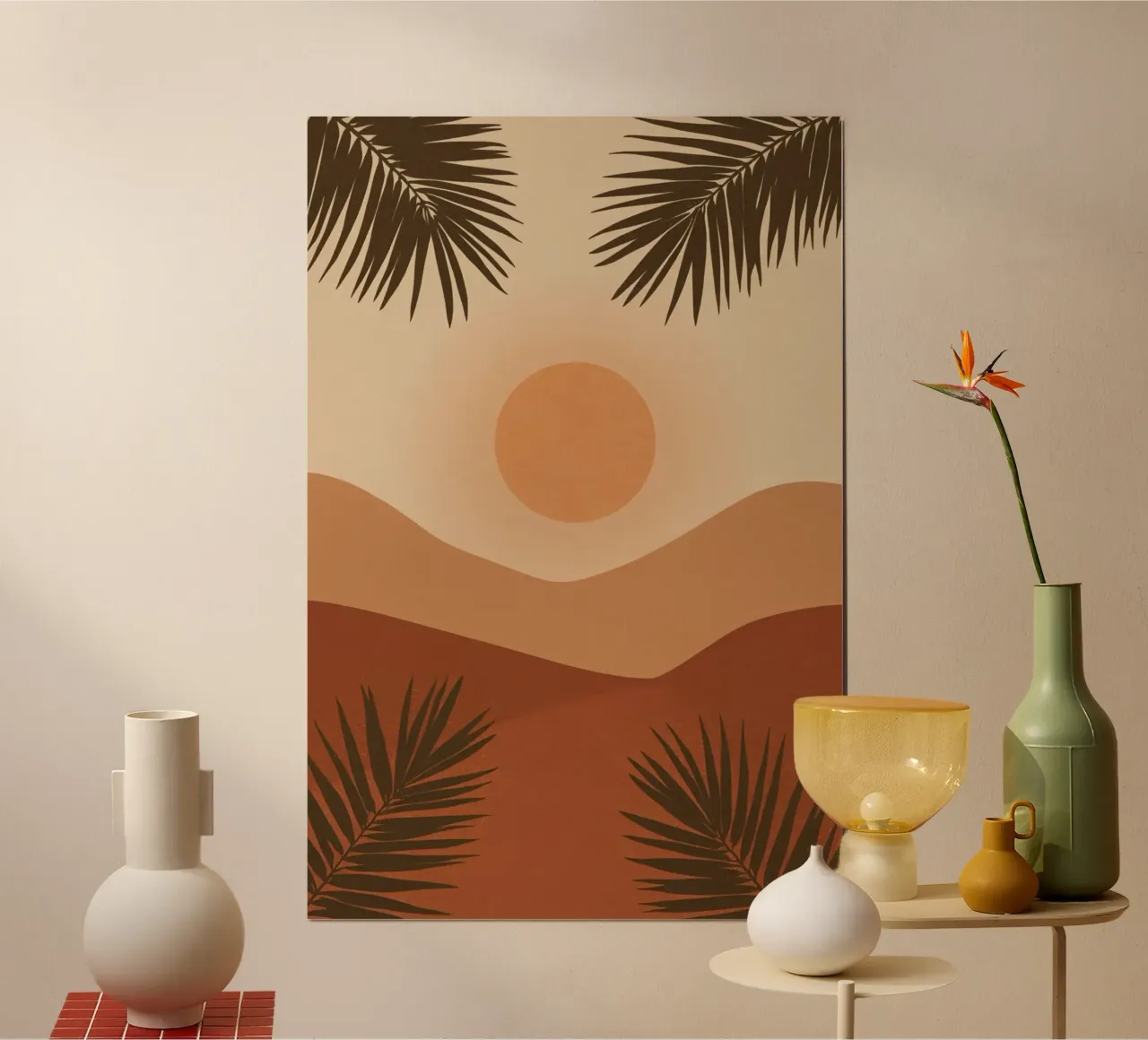 Colline di sole e foglie di palma poster da DesignDoodle
