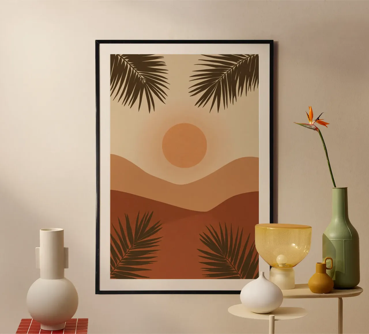 Colline di sole e foglie di palma poster da DesignDoodle