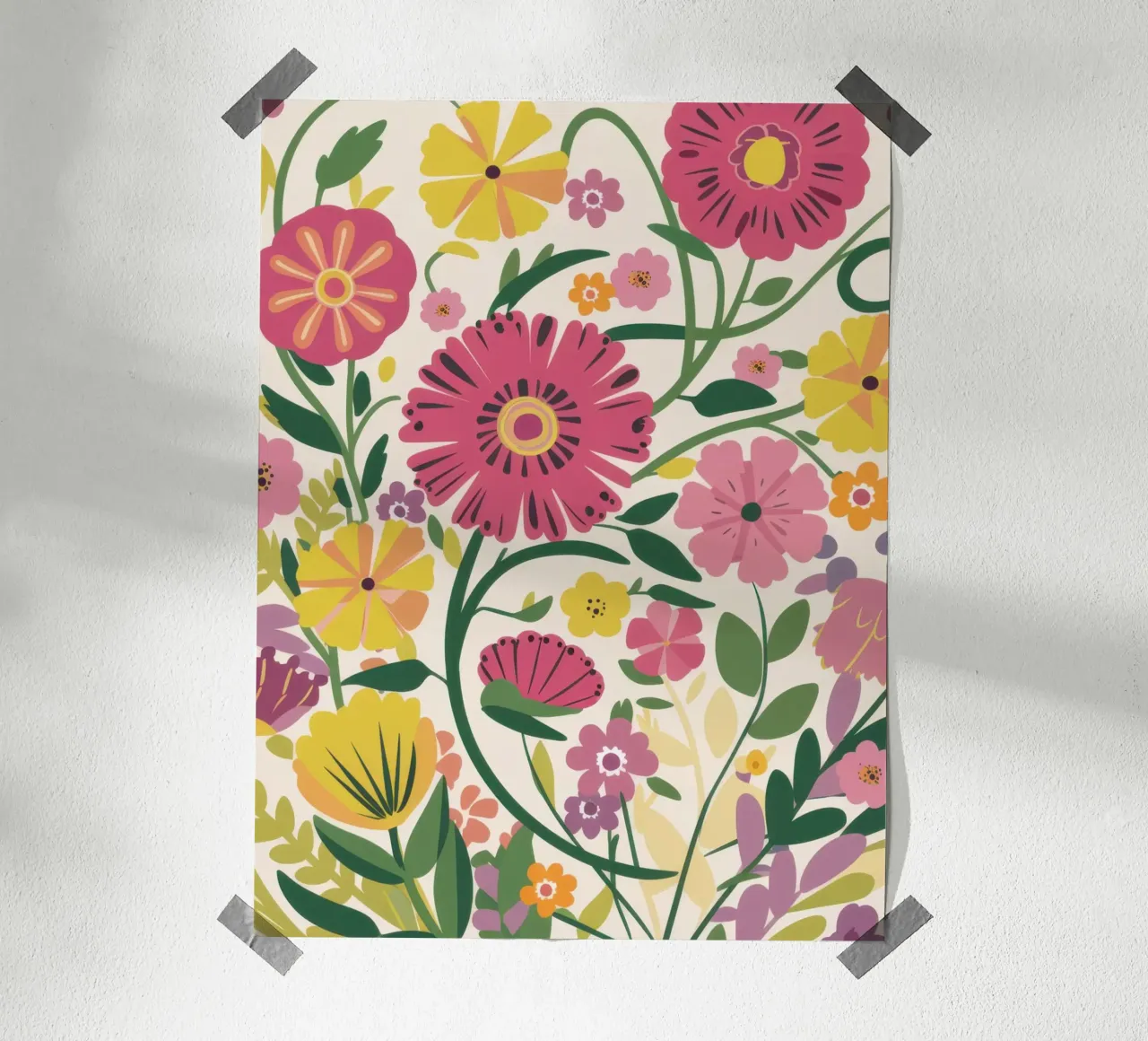Gioia del giardino dei fiori selvatici poster con telaio in alluminio da Snow Mist