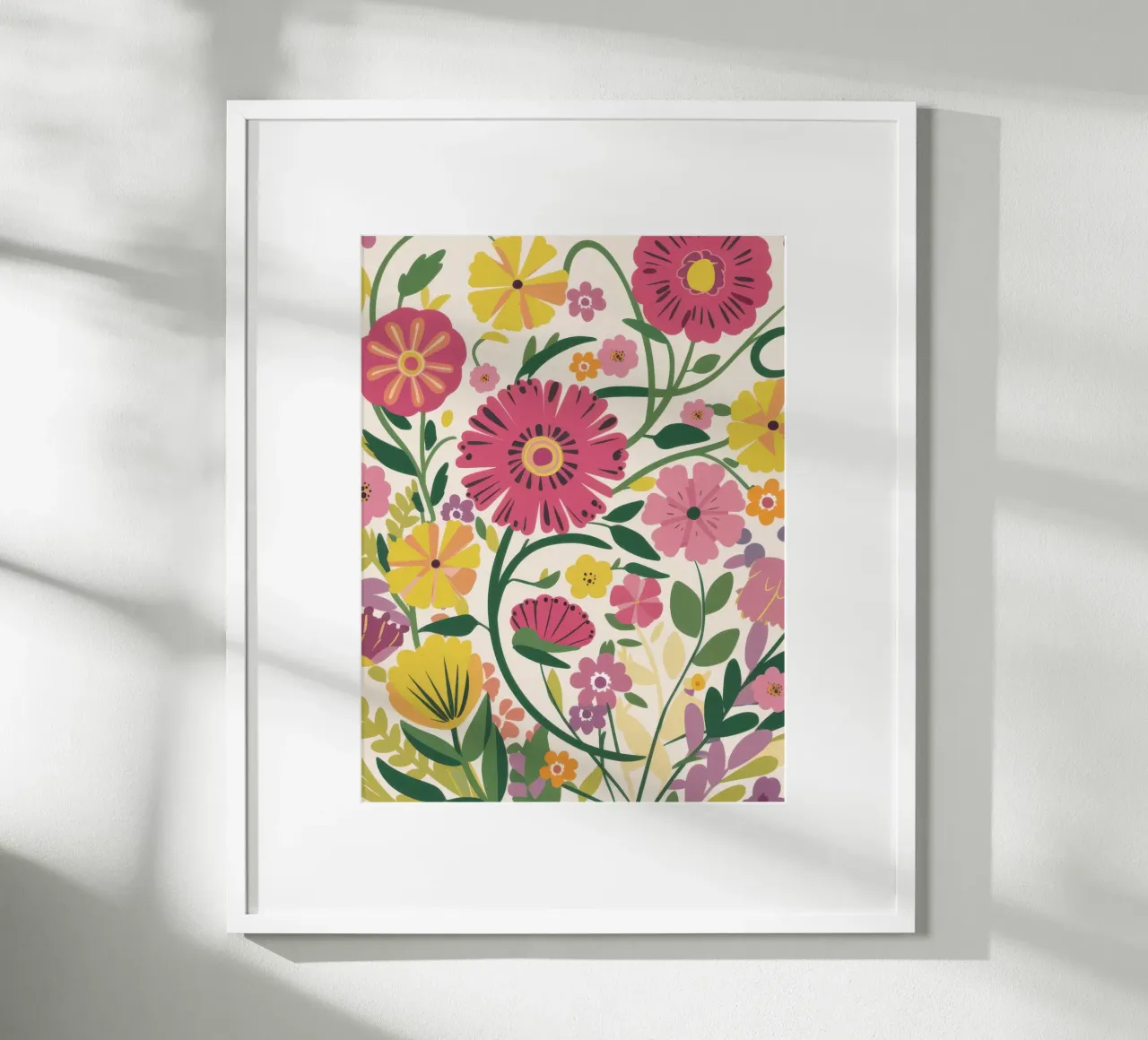 Gioia del giardino dei fiori selvatici poster con telaio in alluminio da Snow Mist
