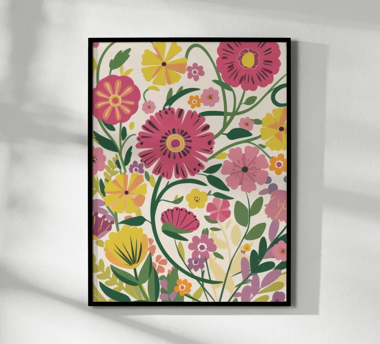 Gioia del giardino dei fiori selvatici poster con telaio in alluminio da Snow Mist