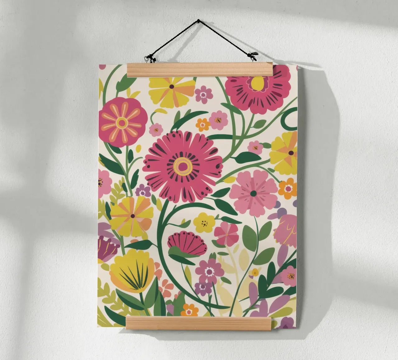 Gioia del giardino dei fiori selvatici poster con telaio in alluminio da Snow Mist