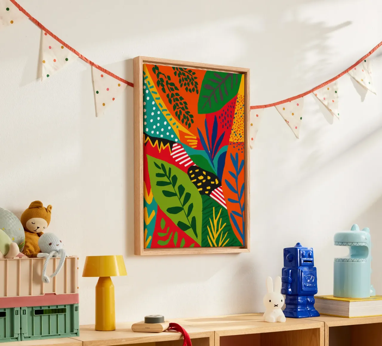 Abstract Jungle Fusion canvas with Floater frame by Snow Mist