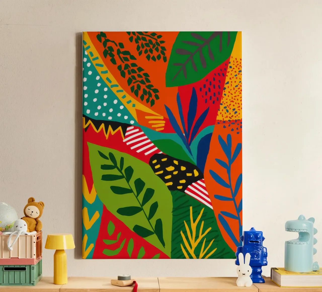 Abstract Jungle Fusion canvas with Floater frame by Snow Mist
