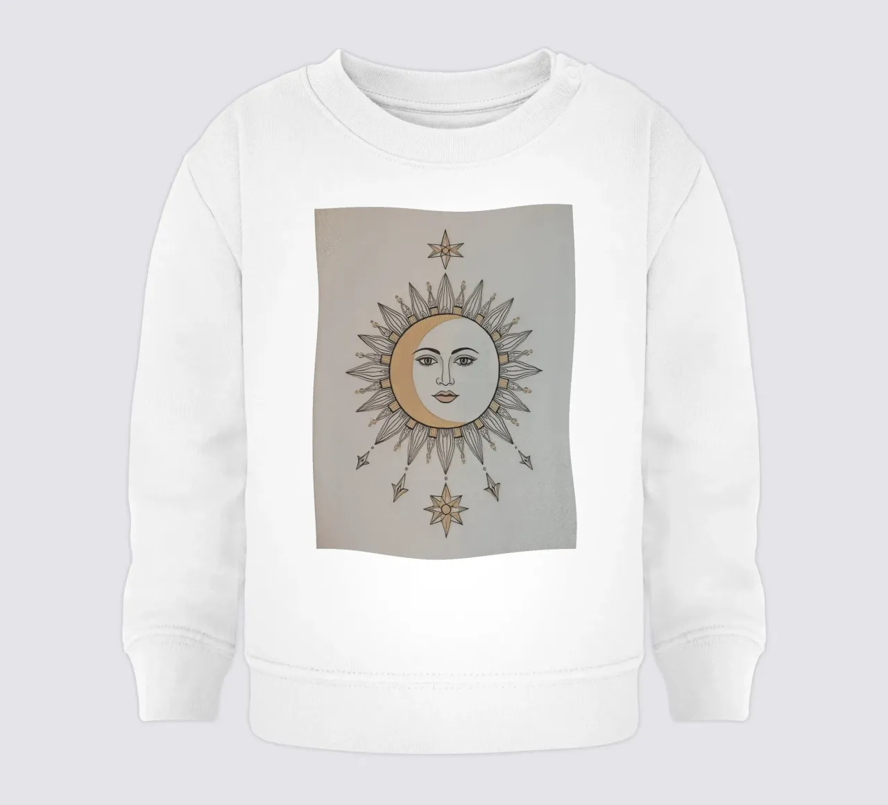 Sun-Moon Face with Stars on White Background felpa neonato da DesignDoodle