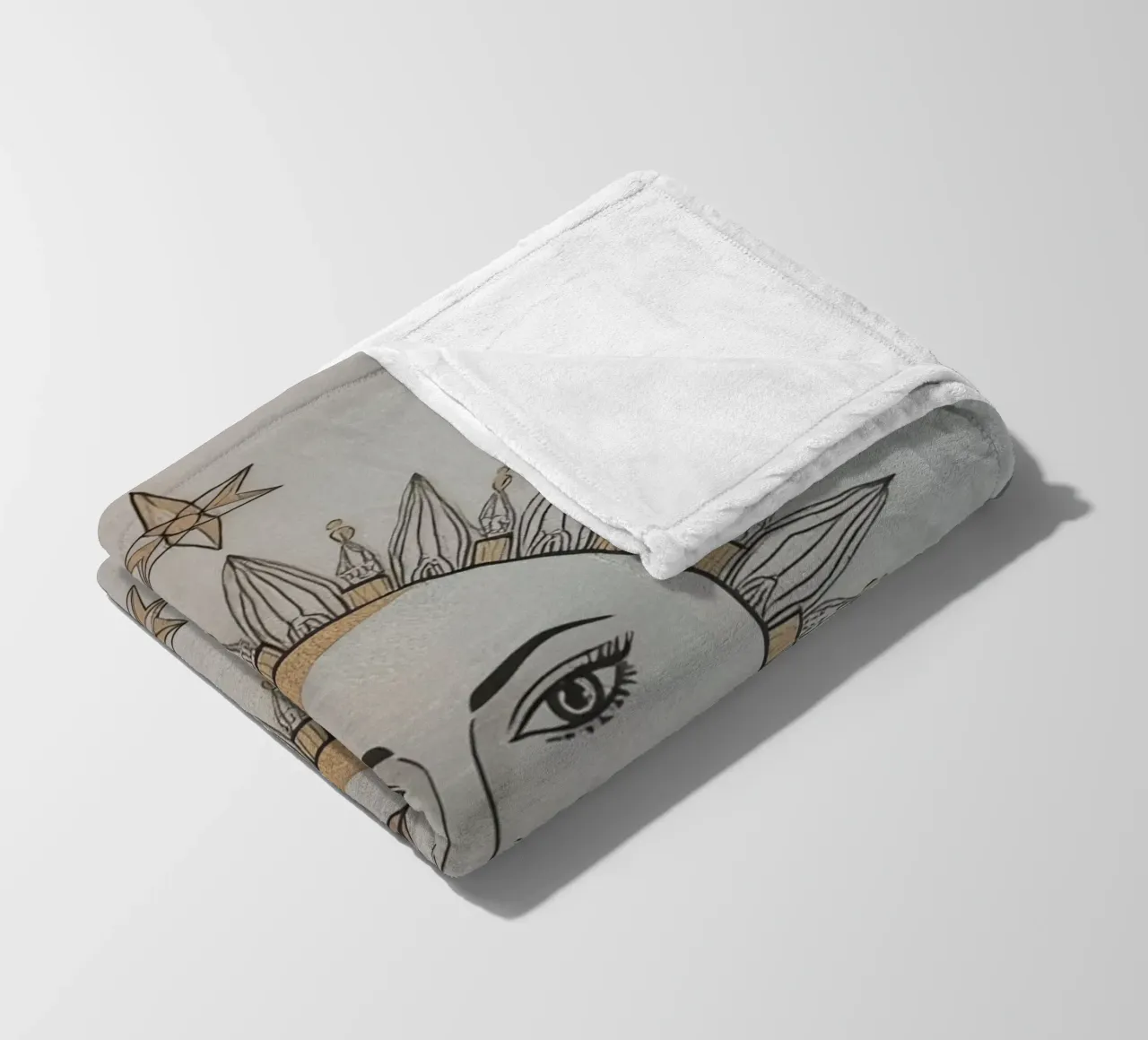 Sun-Moon Face with Stars on White Background coperta in pile da DesignDoodle