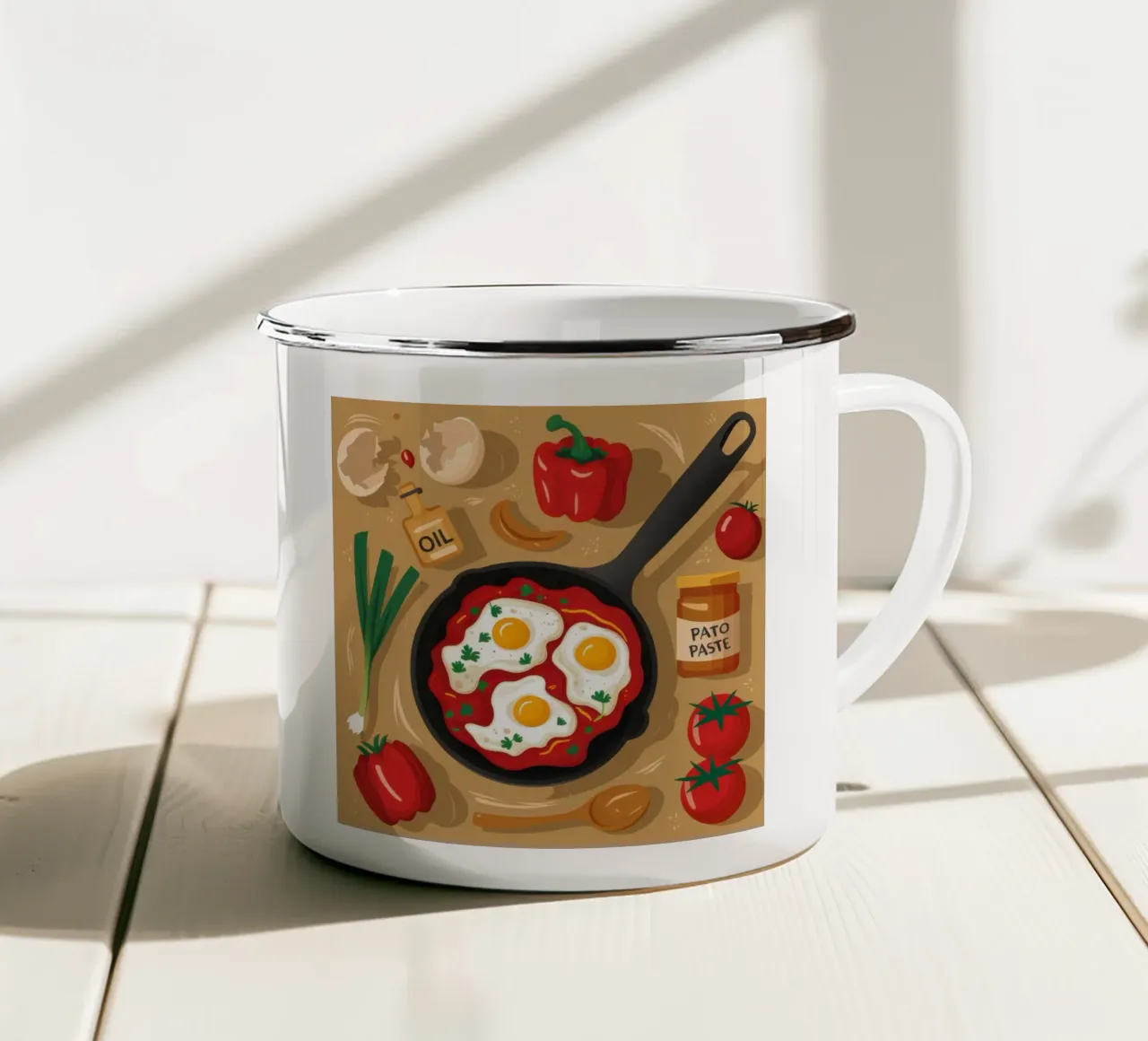 Uova fritte alla piastra tazza in smalto da Snow Mist