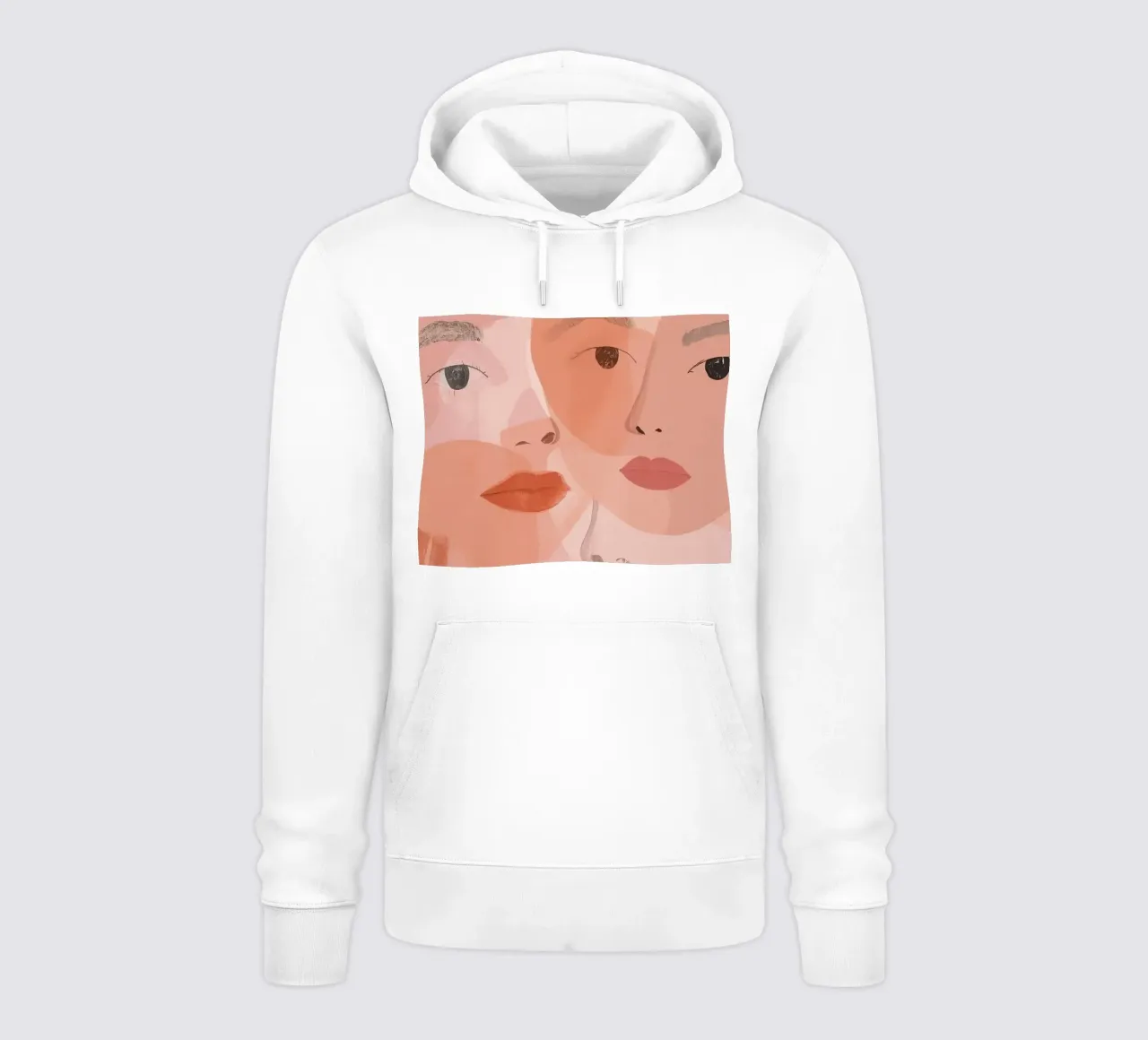 Tre volti sovrapposti in rosa e arancione felpa con cappuccio da DesignDoodle