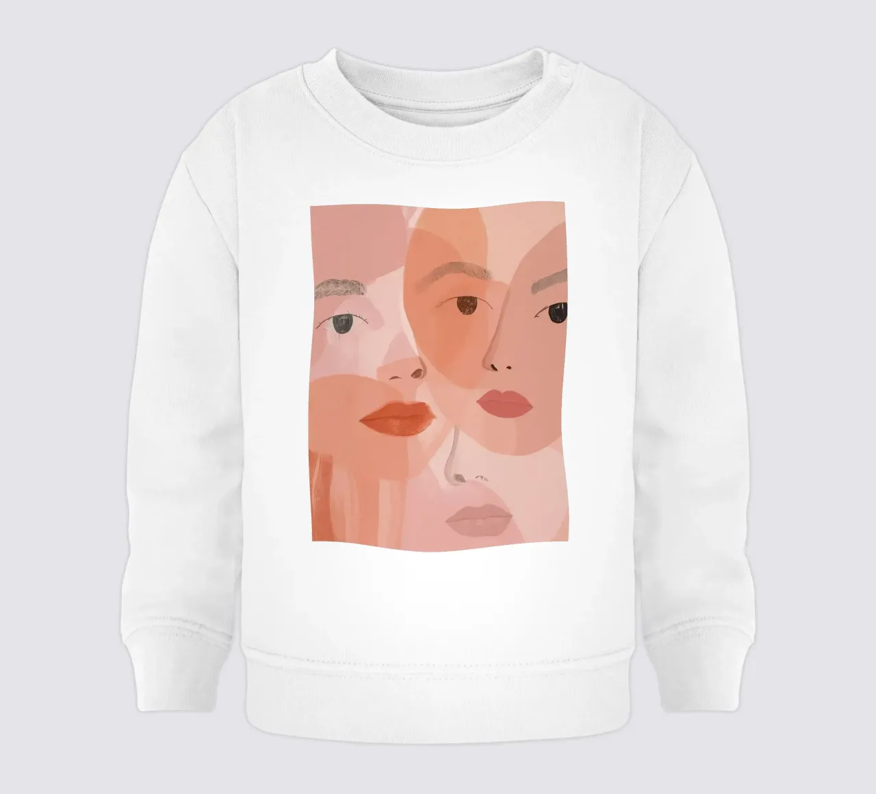 Tre volti sovrapposti in rosa e arancione felpa neonato da DesignDoodle