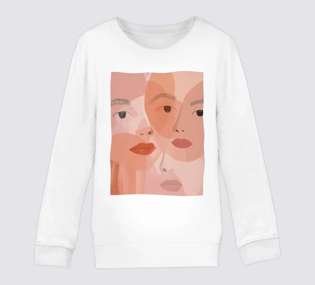 Tre volti sovrapposti in rosa e arancione felpa bambino da DesignDoodle