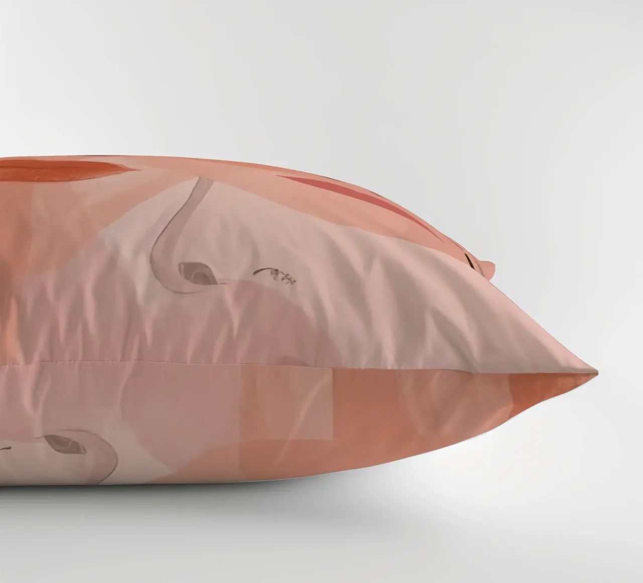 Tre volti sovrapposti in rosa e arancione cuscino da DesignDoodle