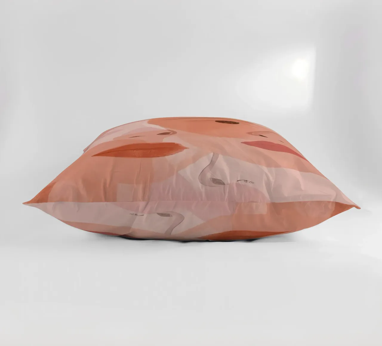 Tre volti sovrapposti in rosa e arancione cuscino da DesignDoodle